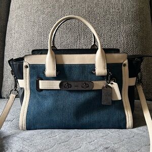 Coach Denim Tote Handbag w/crossbody strap